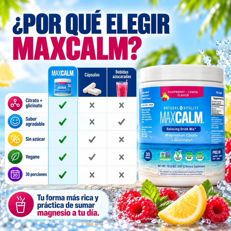 MAXCALM frente a cápsulas y bebidas azucaradas